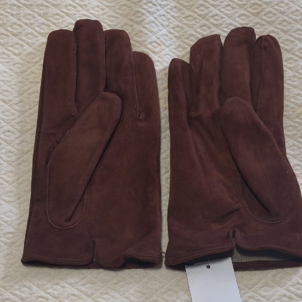 Bloomingdale's Mens Brown Three-Cord Suede Gloves